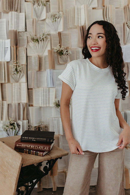 THE WALKER STRIPED TOP IN IVORY