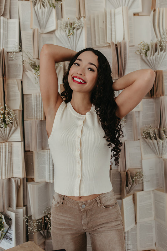 THE BELLIE RIBBED TANK IN IVORY