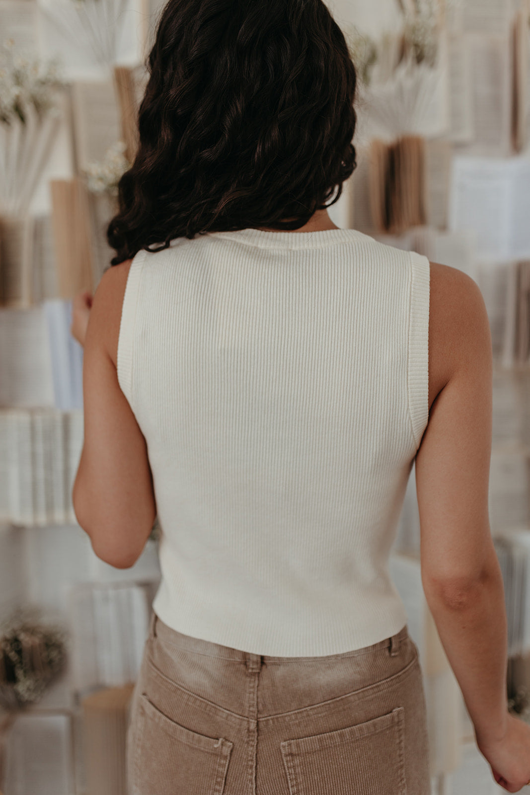 THE BELLIE RIBBED TANK IN IVORY
