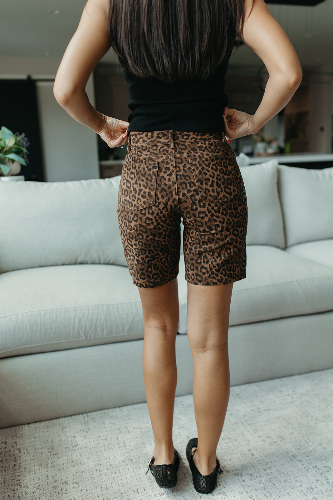 THE INDIE LEOPARD FADE COLOSSUS JORTS IN BROWN