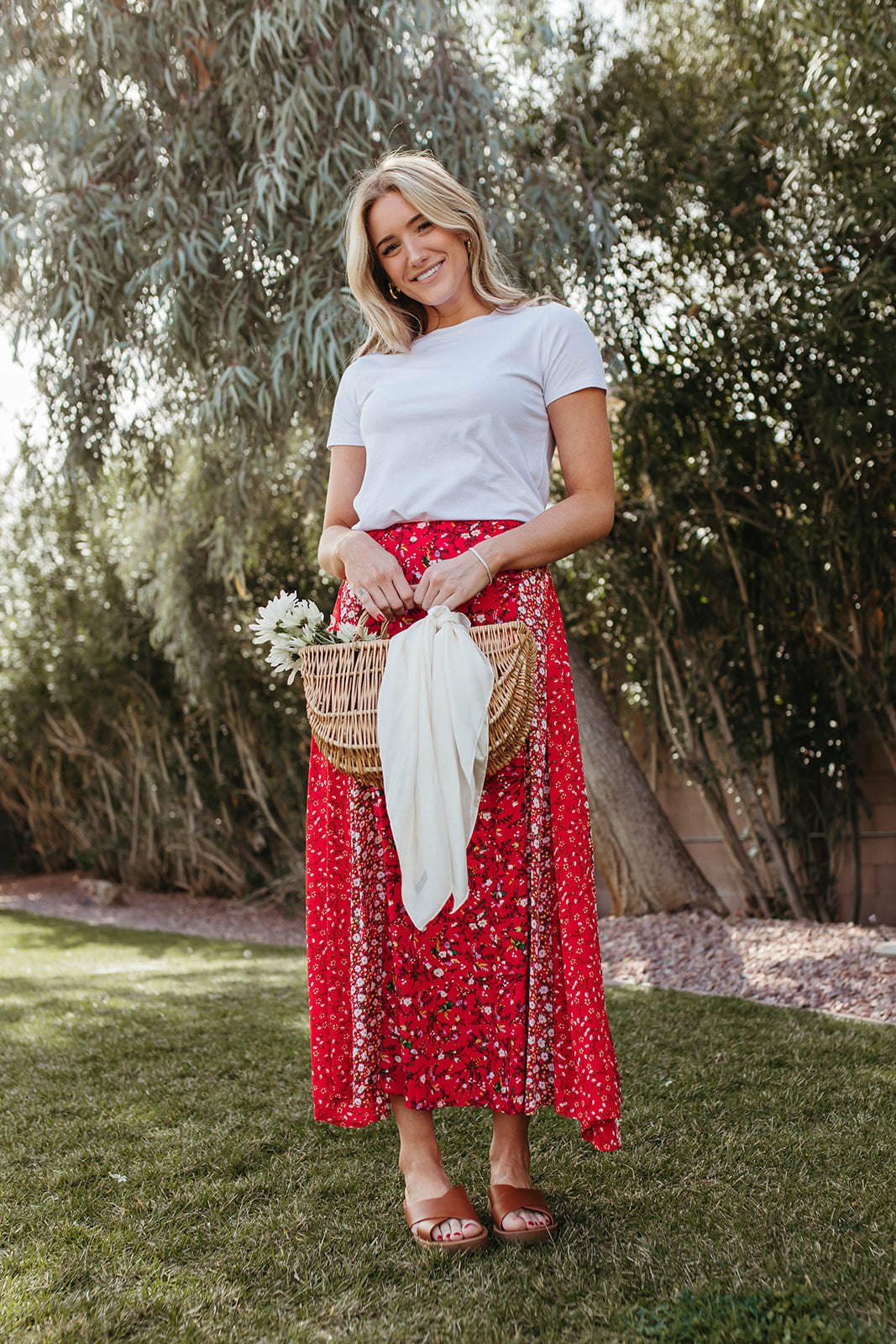 THE RUBIE MAXI SKIRT IN RED FLORAL