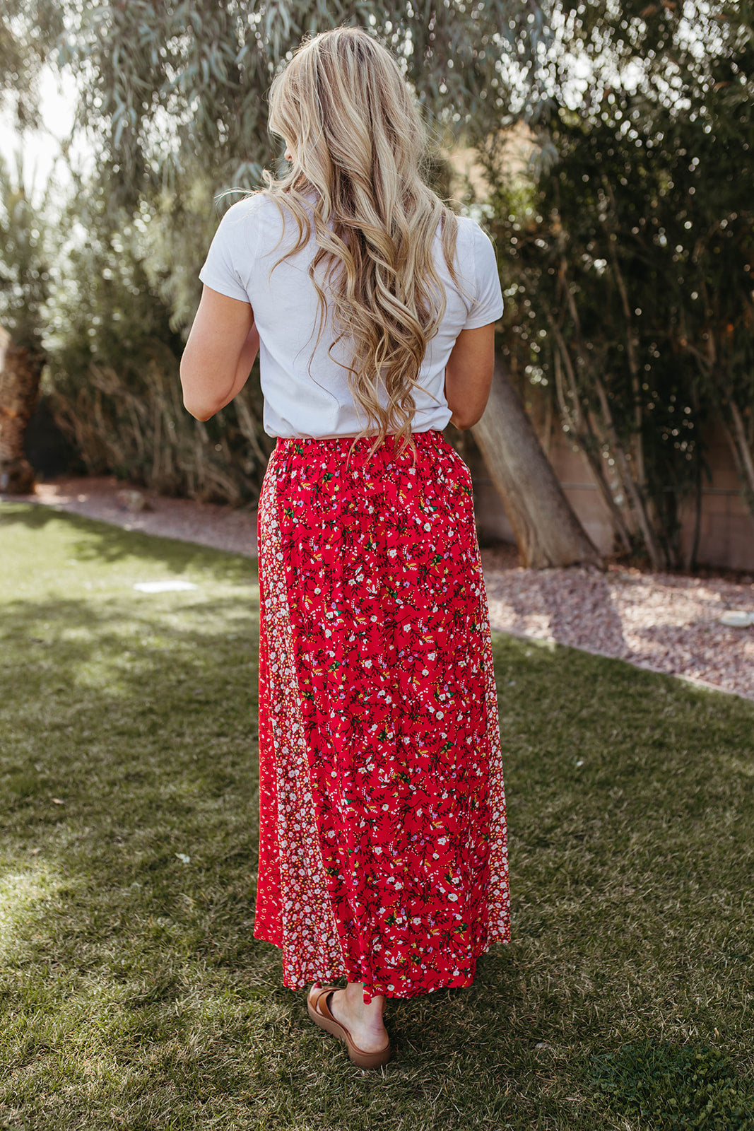 THE RUBIE MAXI SKIRT IN RED FLORAL
