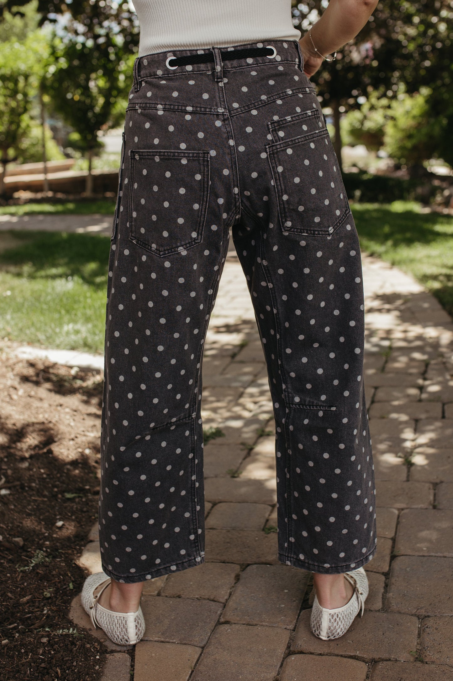 THE MELODY POLKA DOT PANTS IN CHARCOAL