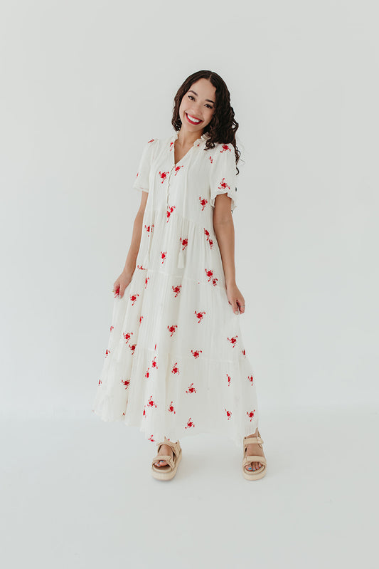 THE PIA PRINTED MAXI DRESS IN RED