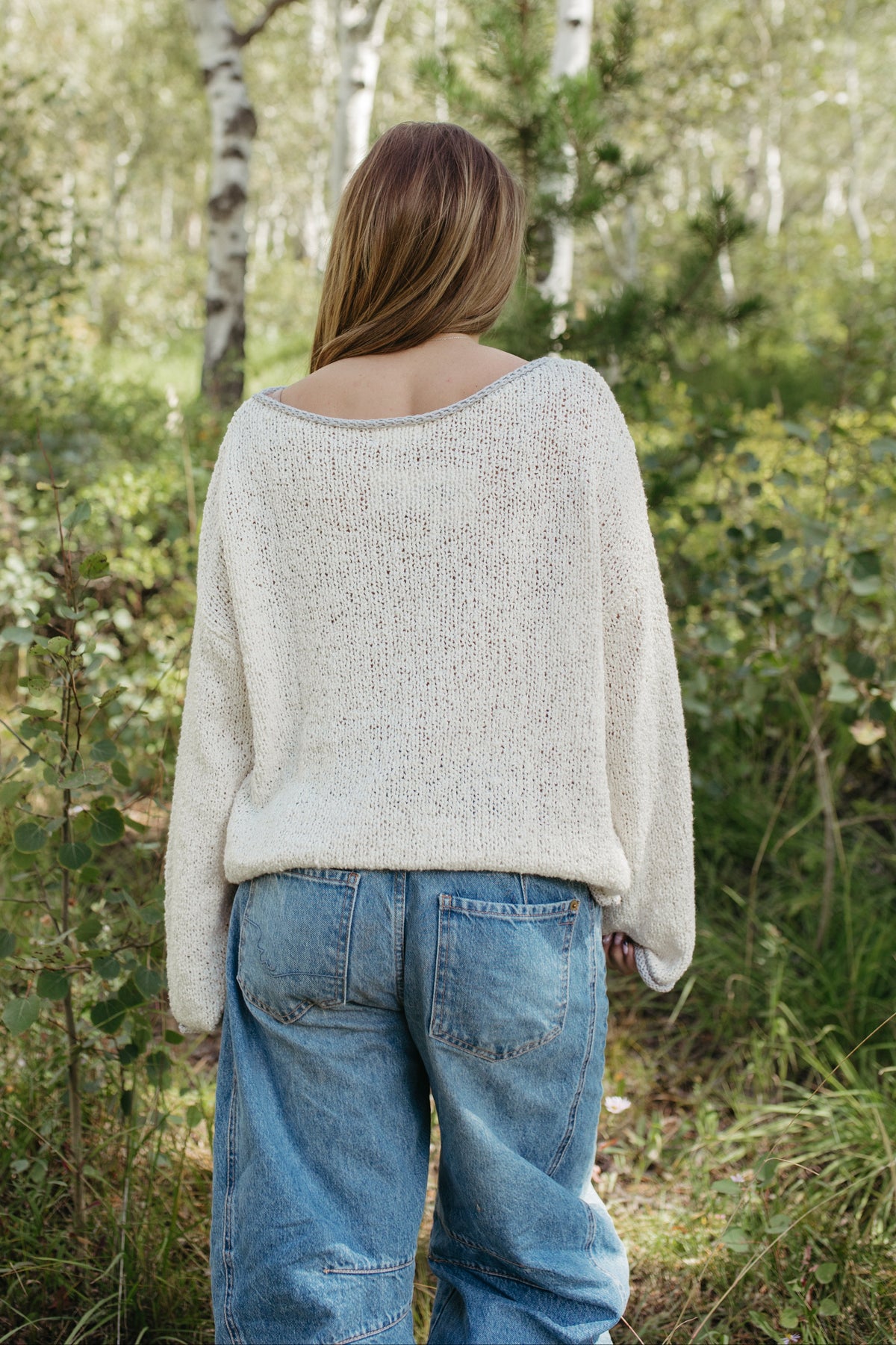 THE SIYA LONG SLEEVE KNIT SWEATER IN OATMEAL