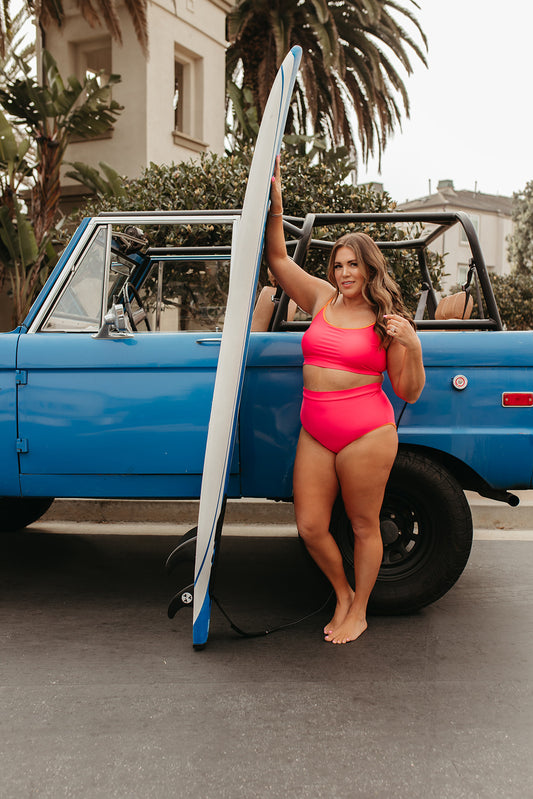 SUNKISSED TWO PIECE IN WATERMELON WITH CLEMENTINE TRIM BY PINK DESERT