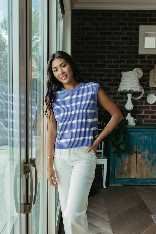 THE RUBY STRIPE TOP IN PURPLE