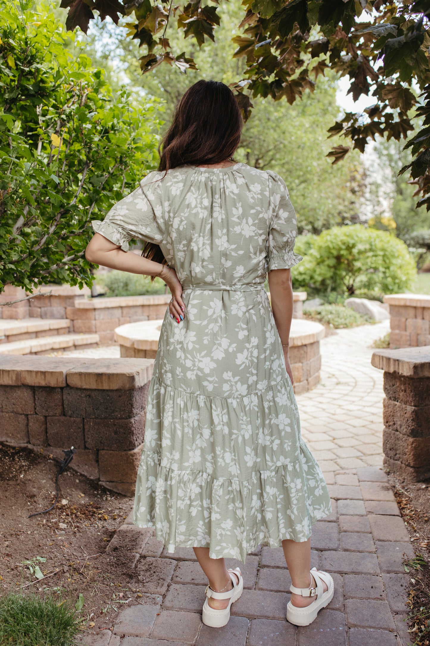 THE LYLA WHITE FLORAL DRESS IN GREEN