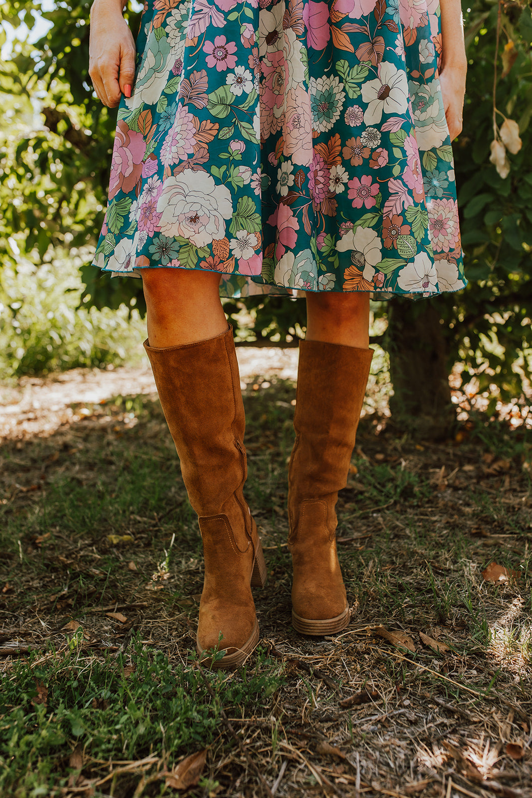 Chunky knee high heeled boots | PINK DESERT