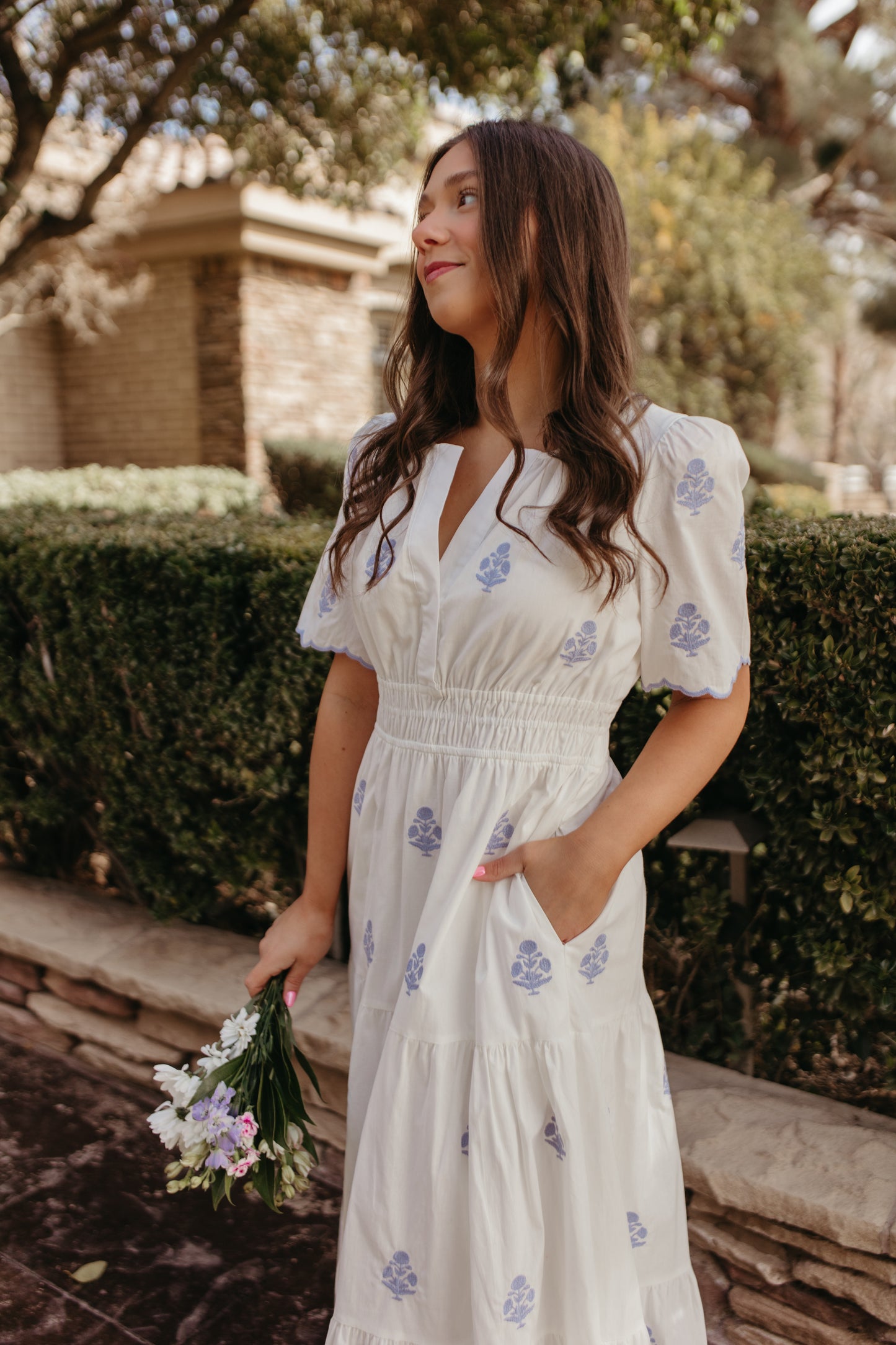THE CAYLIE EMBROIDERED MAXI DRESS IN WHITE