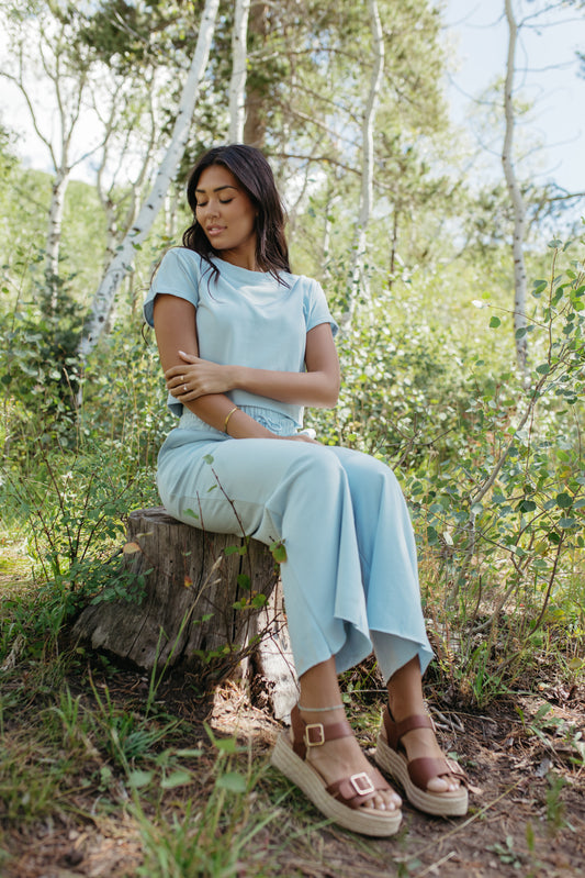 THE ALEENA WIDE LEG BLUE SET