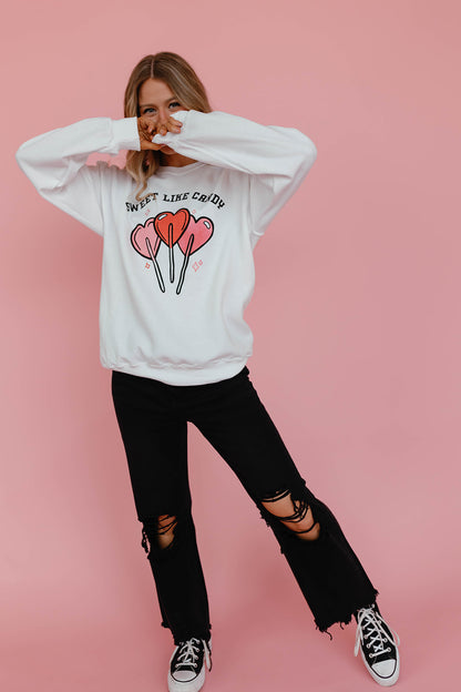 THE SWEET LIKE CANDY PULLOVER IN WHITE BY PINK DESERT