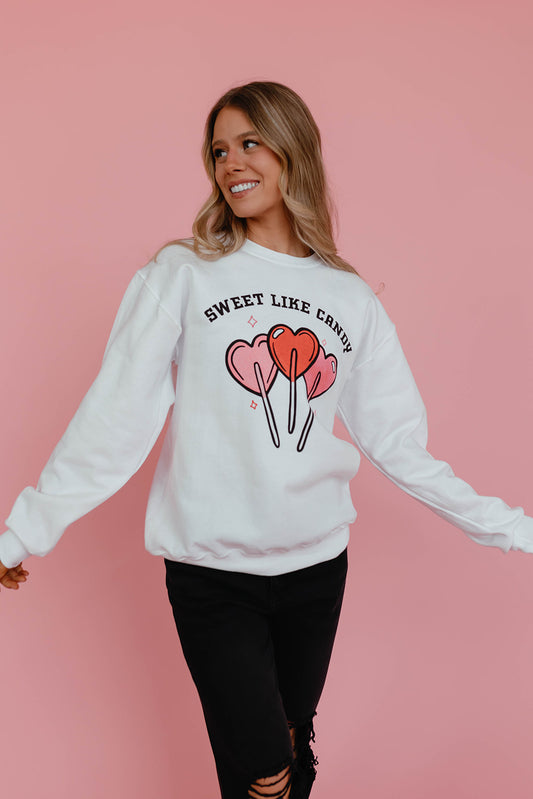 THE SWEET LIKE CANDY PULLOVER IN WHITE BY PINK DESERT