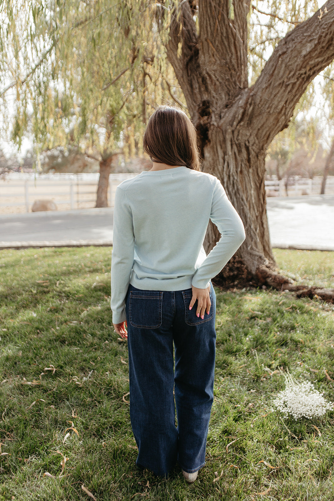 THE ROSALIE SOFT KNIT PULLOVER IN LIGHT BLUE