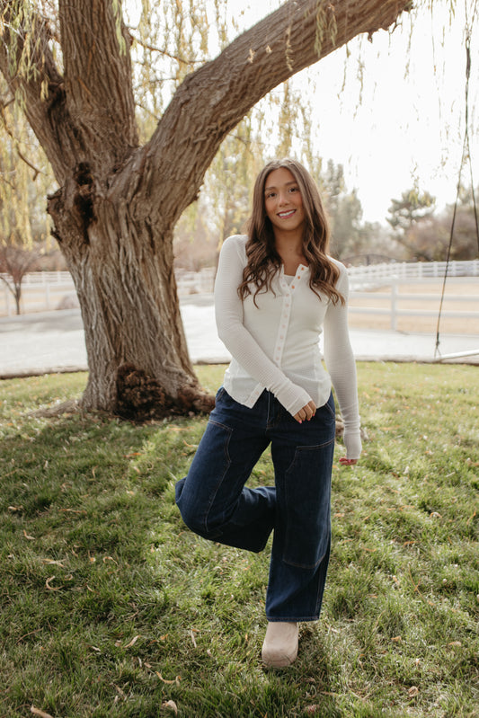 FREE PEOPLE GOING PLACES CARDI IN IVORY