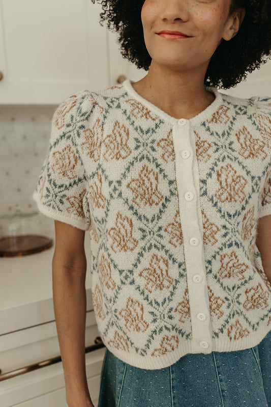 THE ELLA MAE SWEATER CARDIGAN IN IVORY