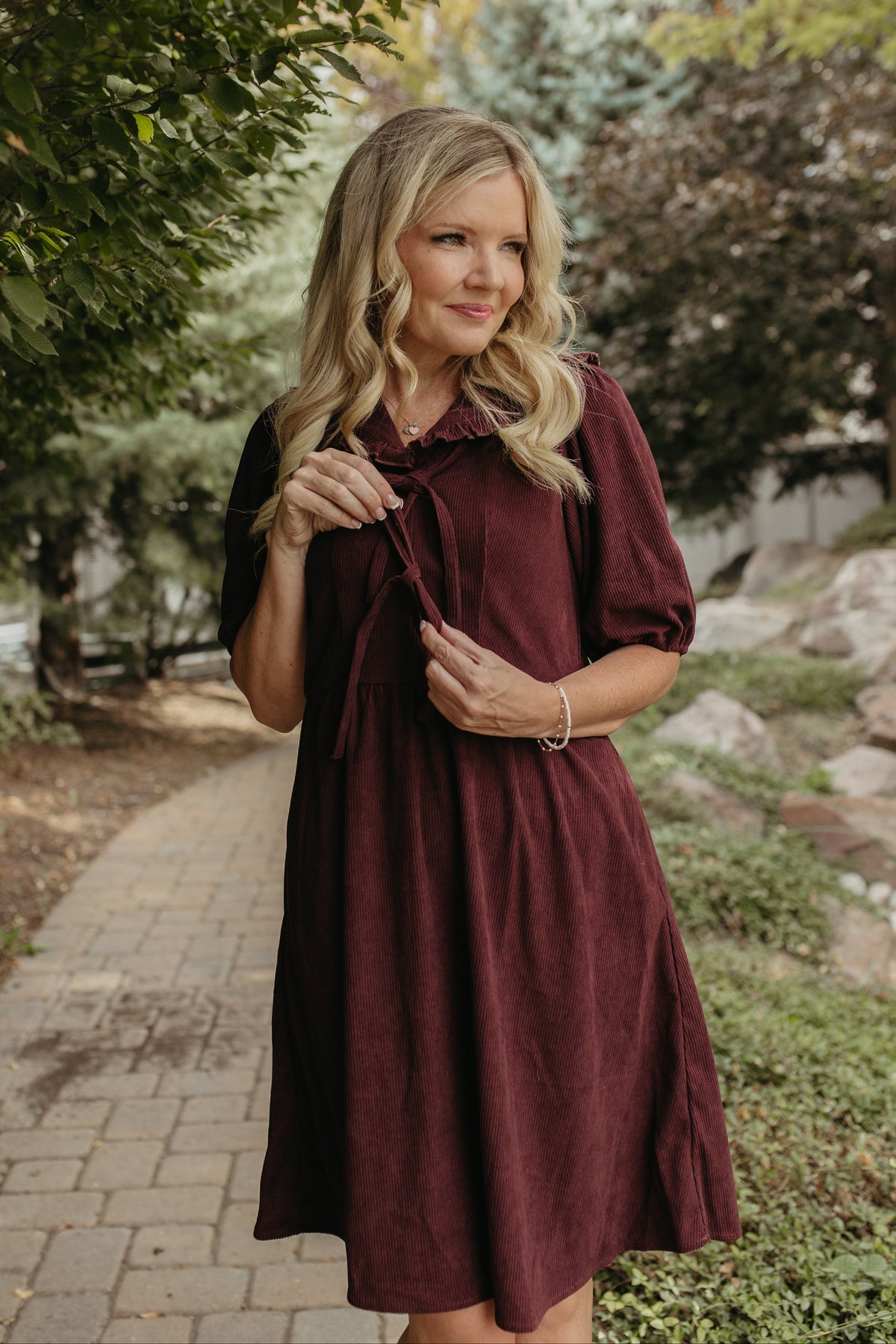 THE OPHELIA V-NECK DRESS IN PLUM