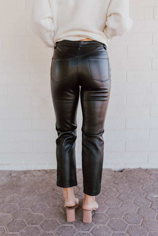 THE MOVES LIKE JAGGER FAUX LEATHER PANTS IN BLACK