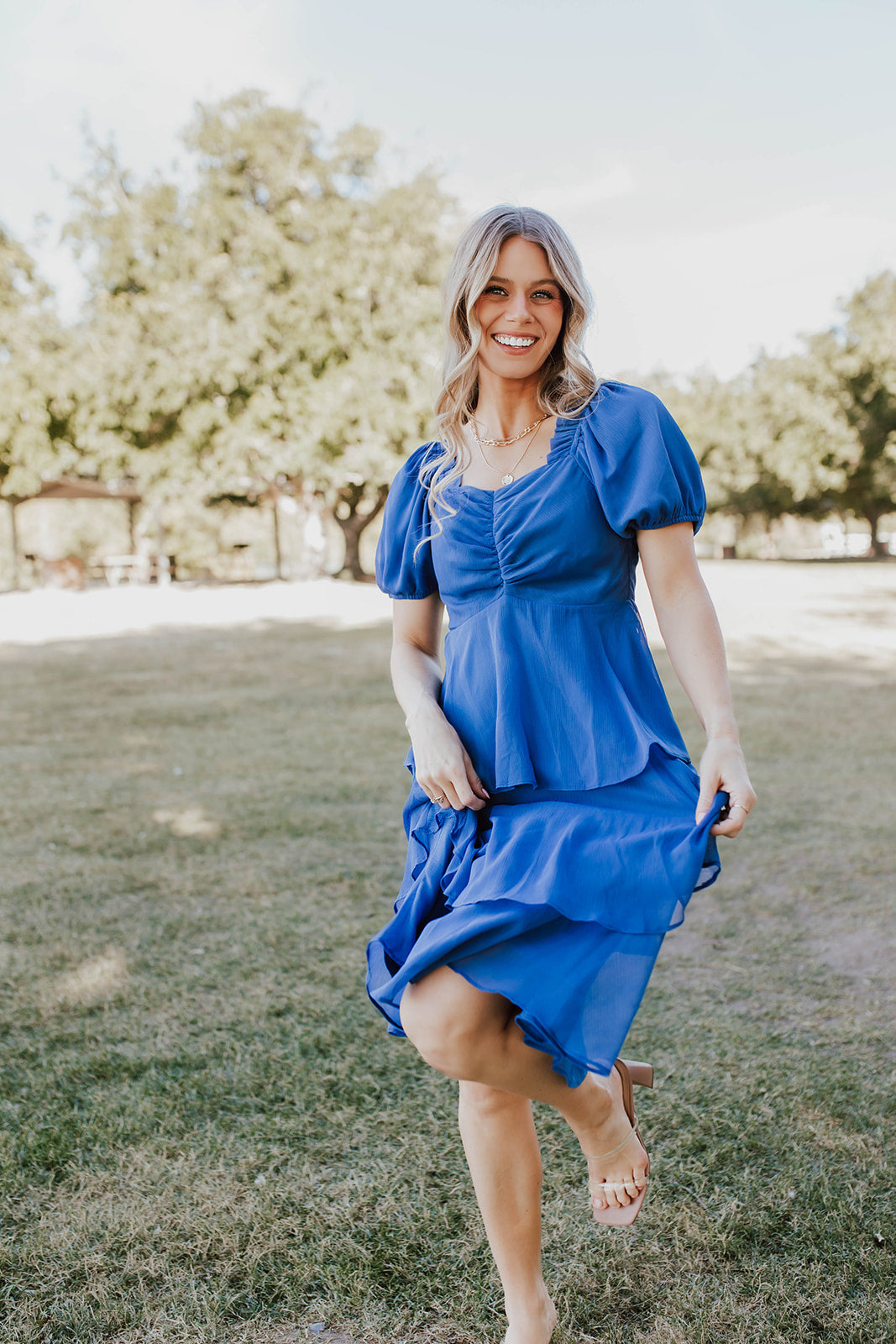 THE ANGEL CHIFFON MIDI DRESS IN ROYAL BLUE BY PINK DESERT