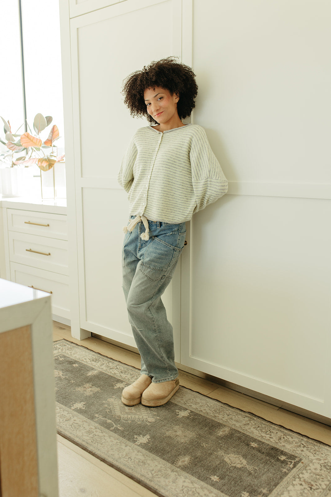 THE MATTI BUTTON DOWN CARDIGAN IN YELLOW STRIPE