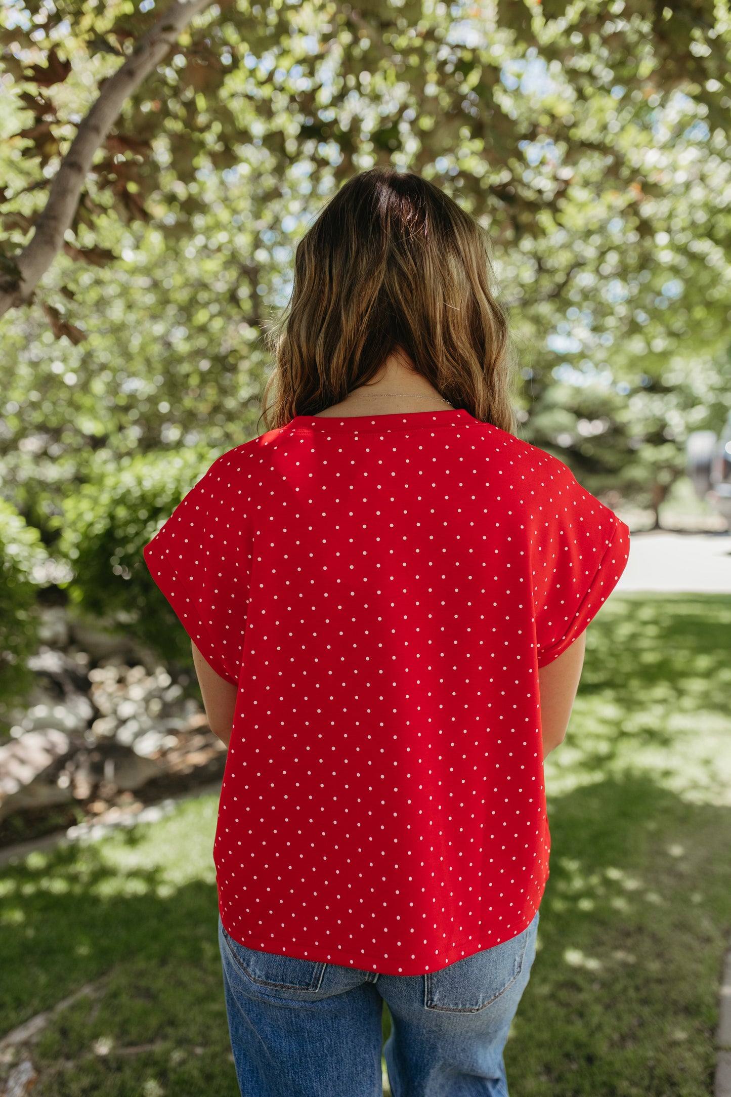 THE ALONDRA RED POLKA DOT TOP
