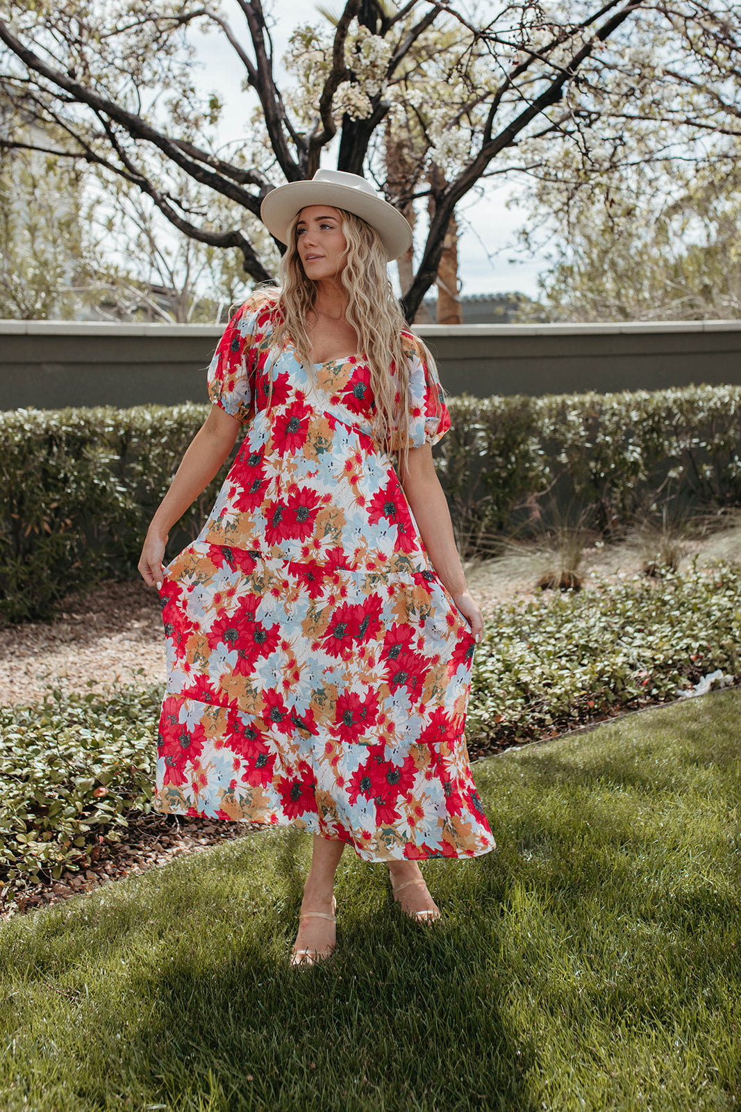 THE LEILANI RED FLORAL MAXI DRESS