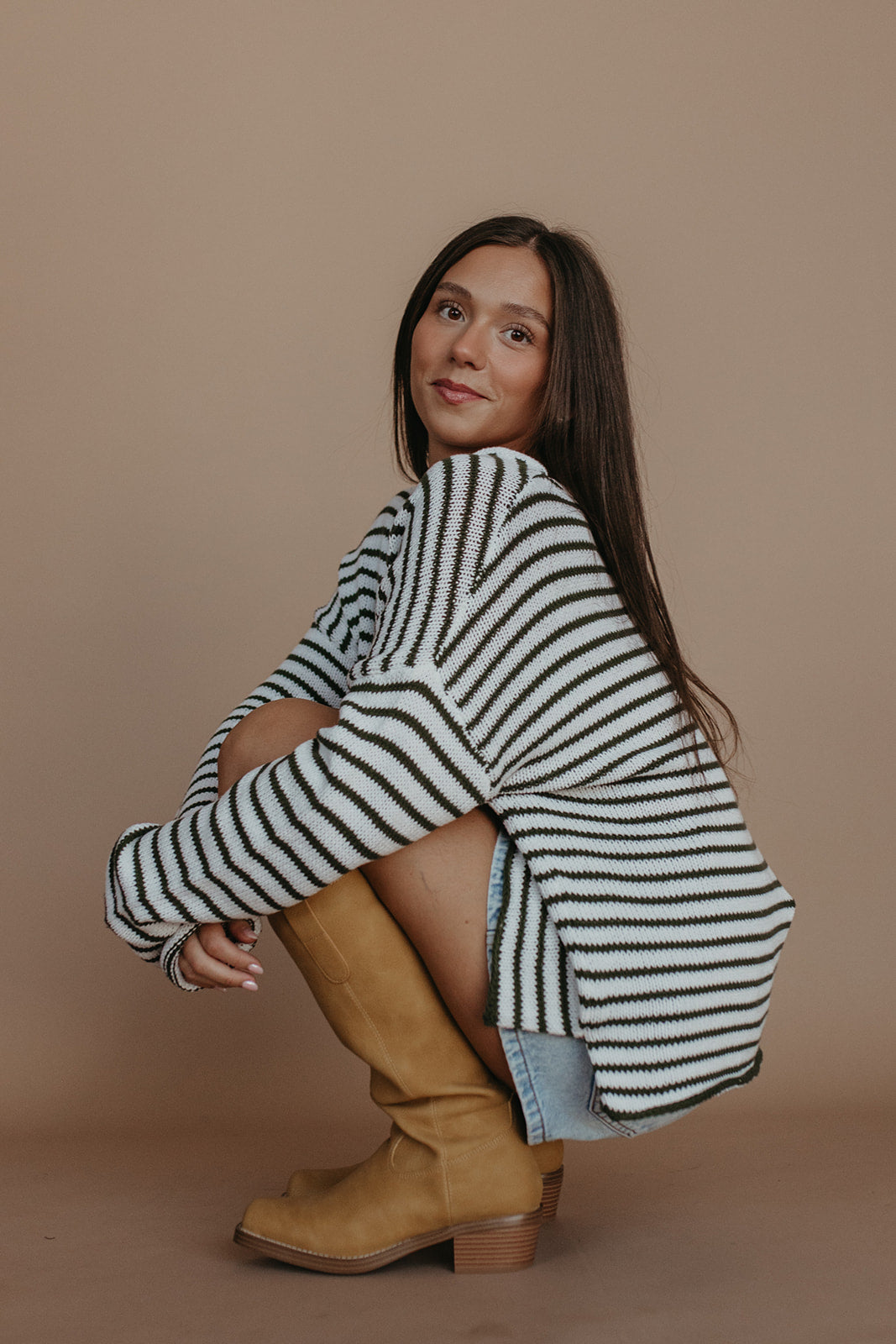 THE JESSICA STRIPED SWEATER IN OLIVE
