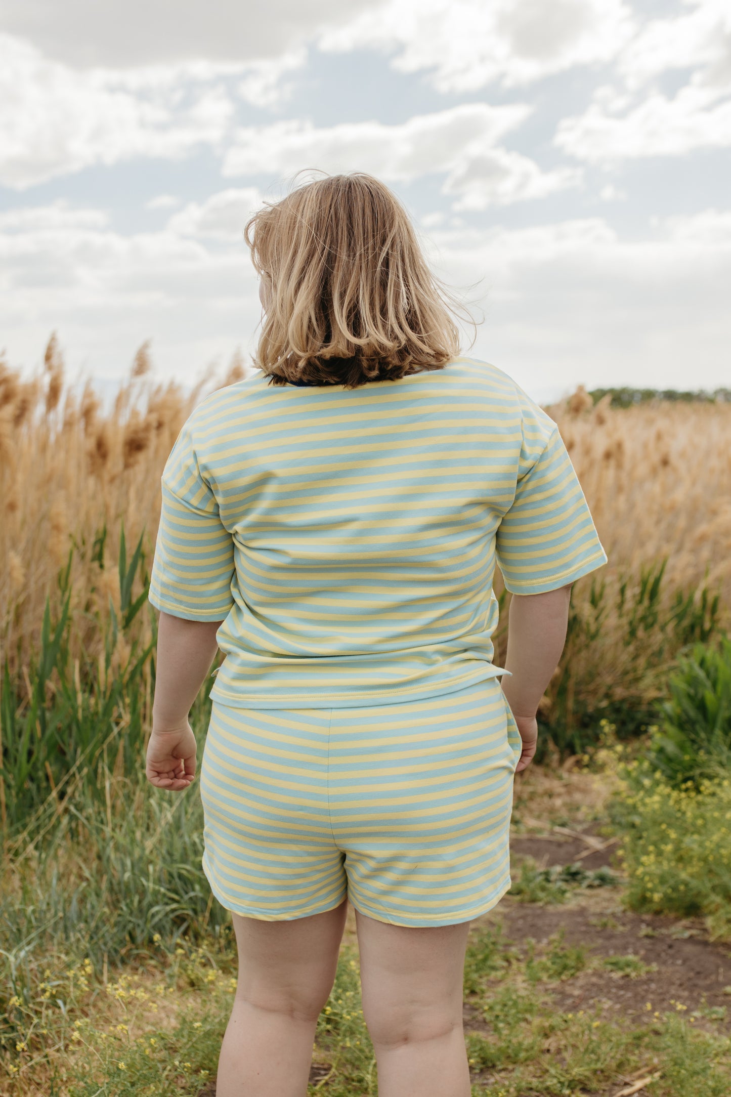 THE EMMIE STRIPE CONTRAST SET IN BLUE/YELLOW