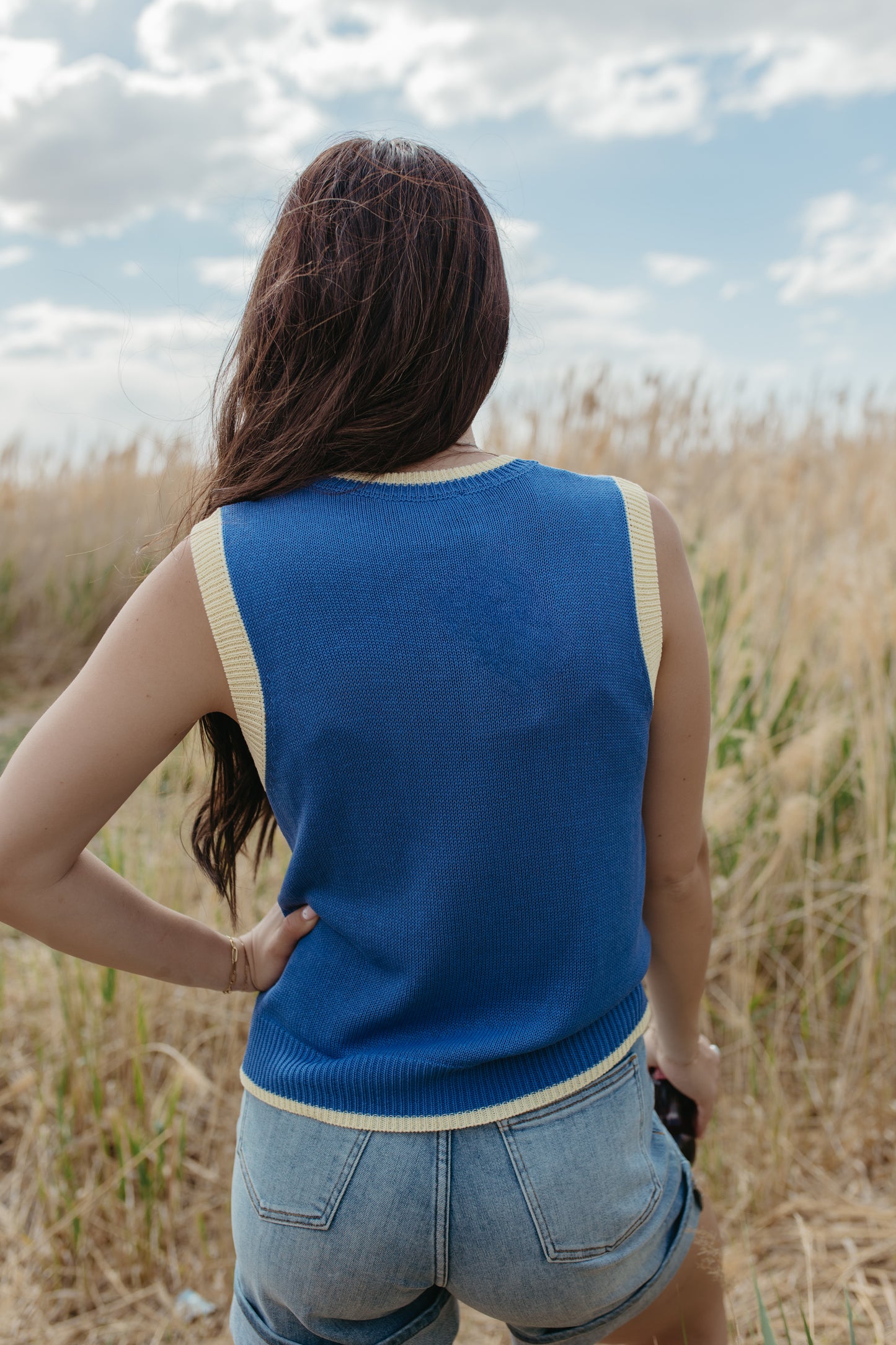 THE SHIRLEY FISH SWEATER IN BLUE