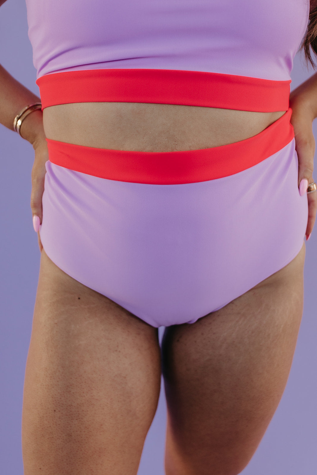 MIAMI SWIM BOTTOM IN LILAC COLORBLOCK BY PINK DESERT X SARAH TRIPP