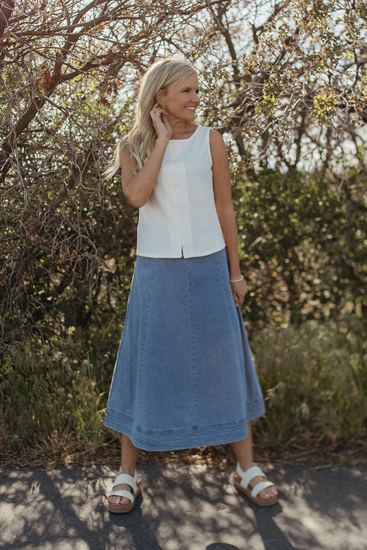 THE SIENNA DENIM MIDI SKIRT