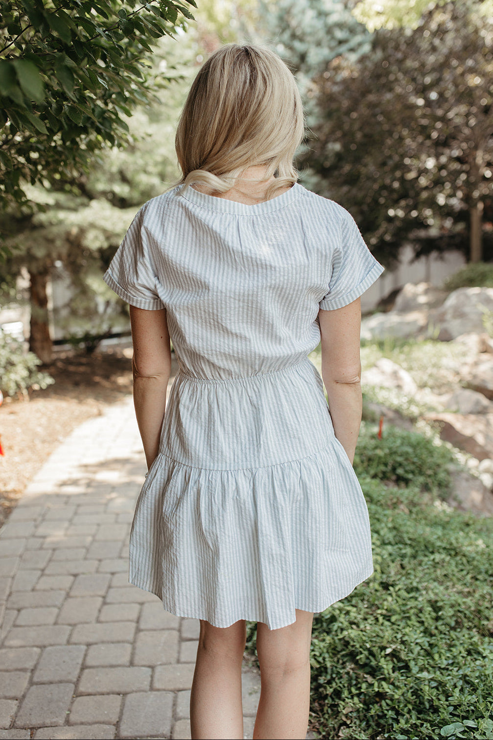 THE JADE PINSTRIPED DRESS IN WHITE