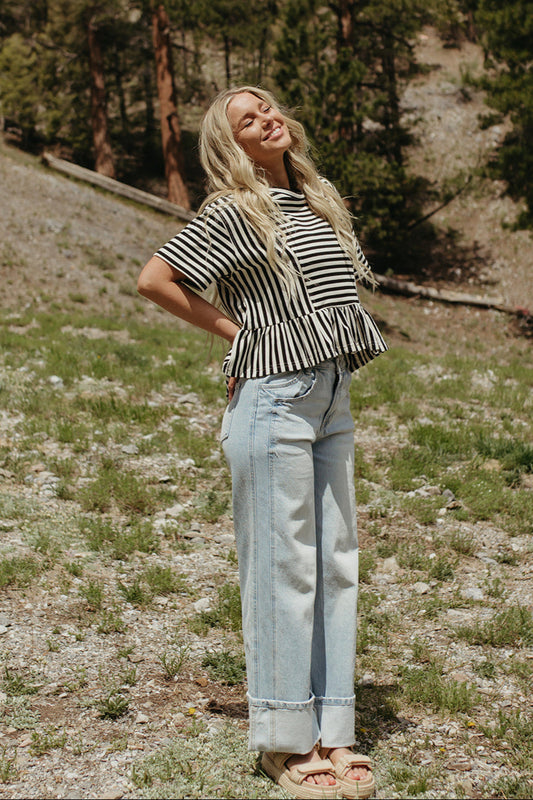 THE KRISTYN CUFFED JEANS IN LIGHT WASH BY VERVET