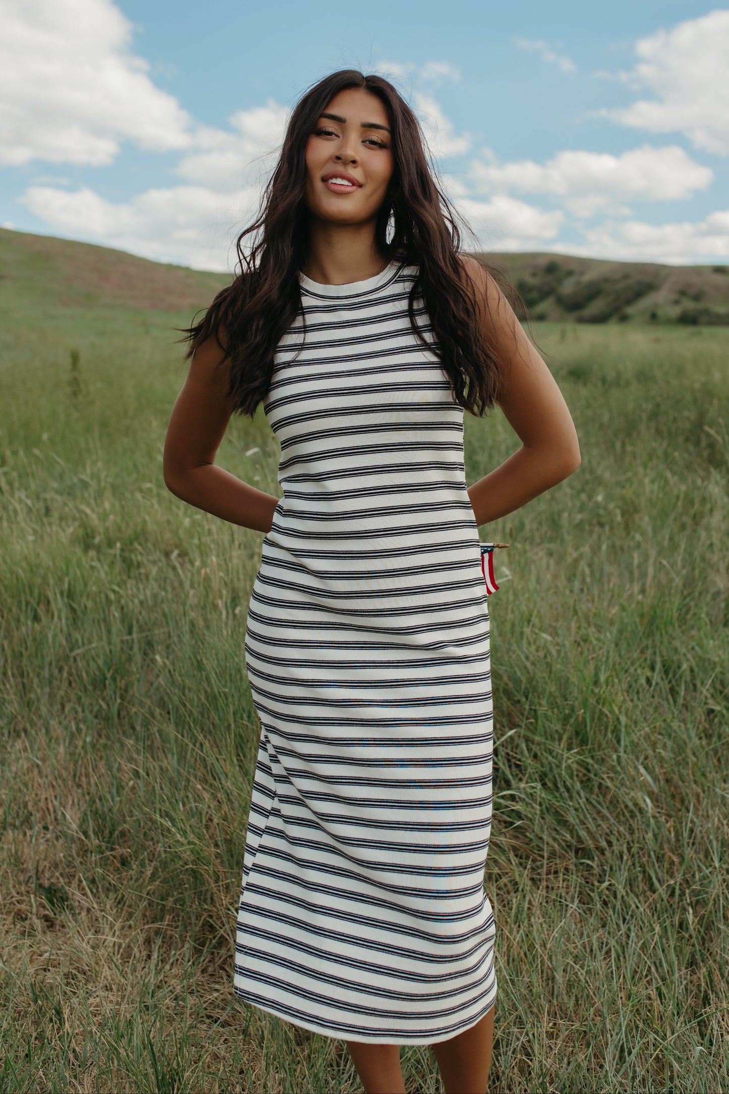 THE JOVIE STRIPED DRESS IN BLACK