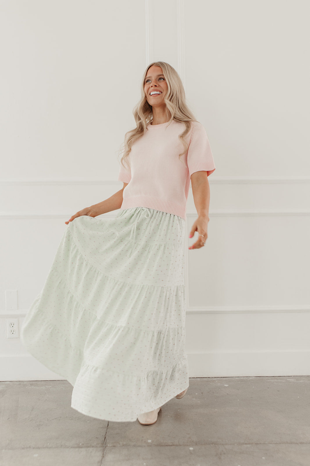 THE JANICE FLORAL PRINT SKIRT IN SAGE