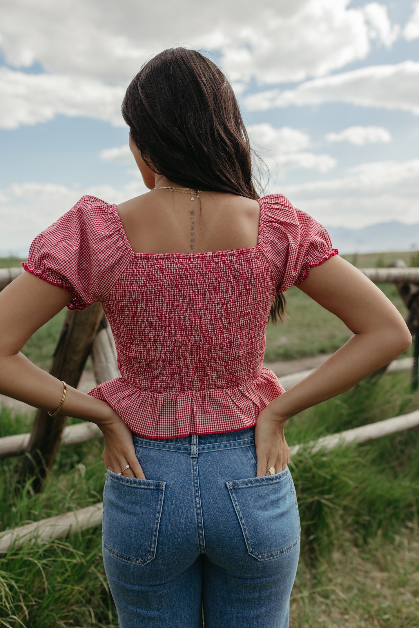 THE SARAH ANNE GINGHAM TOP IN RED