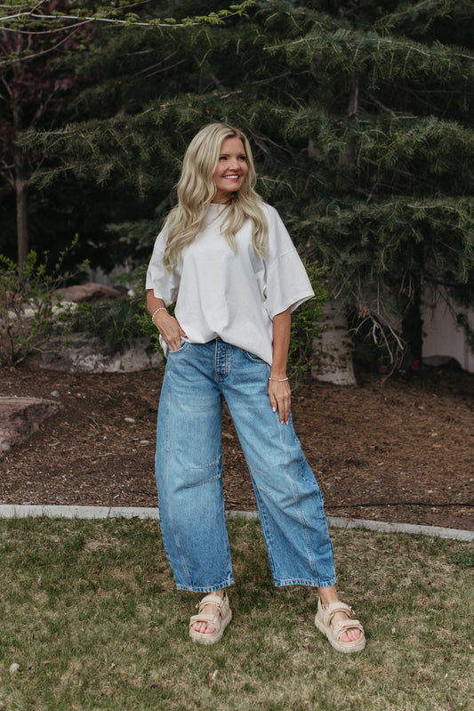 THE JOURNI OVERSIZED SHORT SLEEVE SHIRT IN OFF WHITE