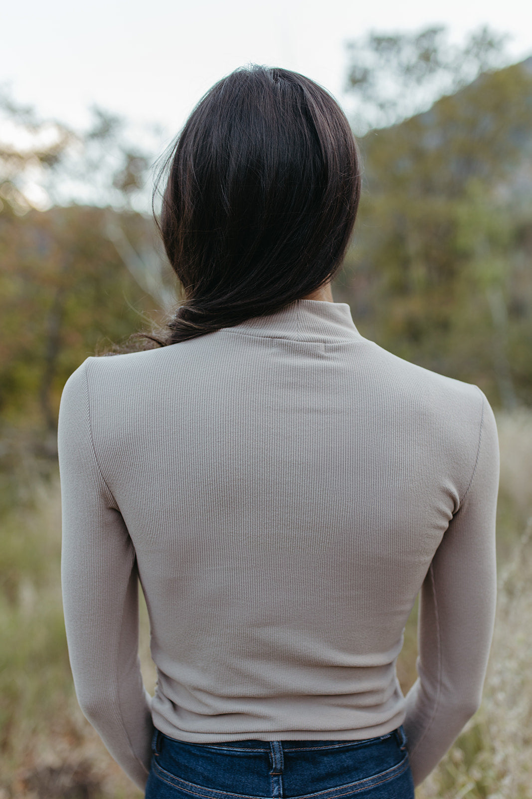 THE RICKIE RUCHED TURTLE NECK IN TAUPE