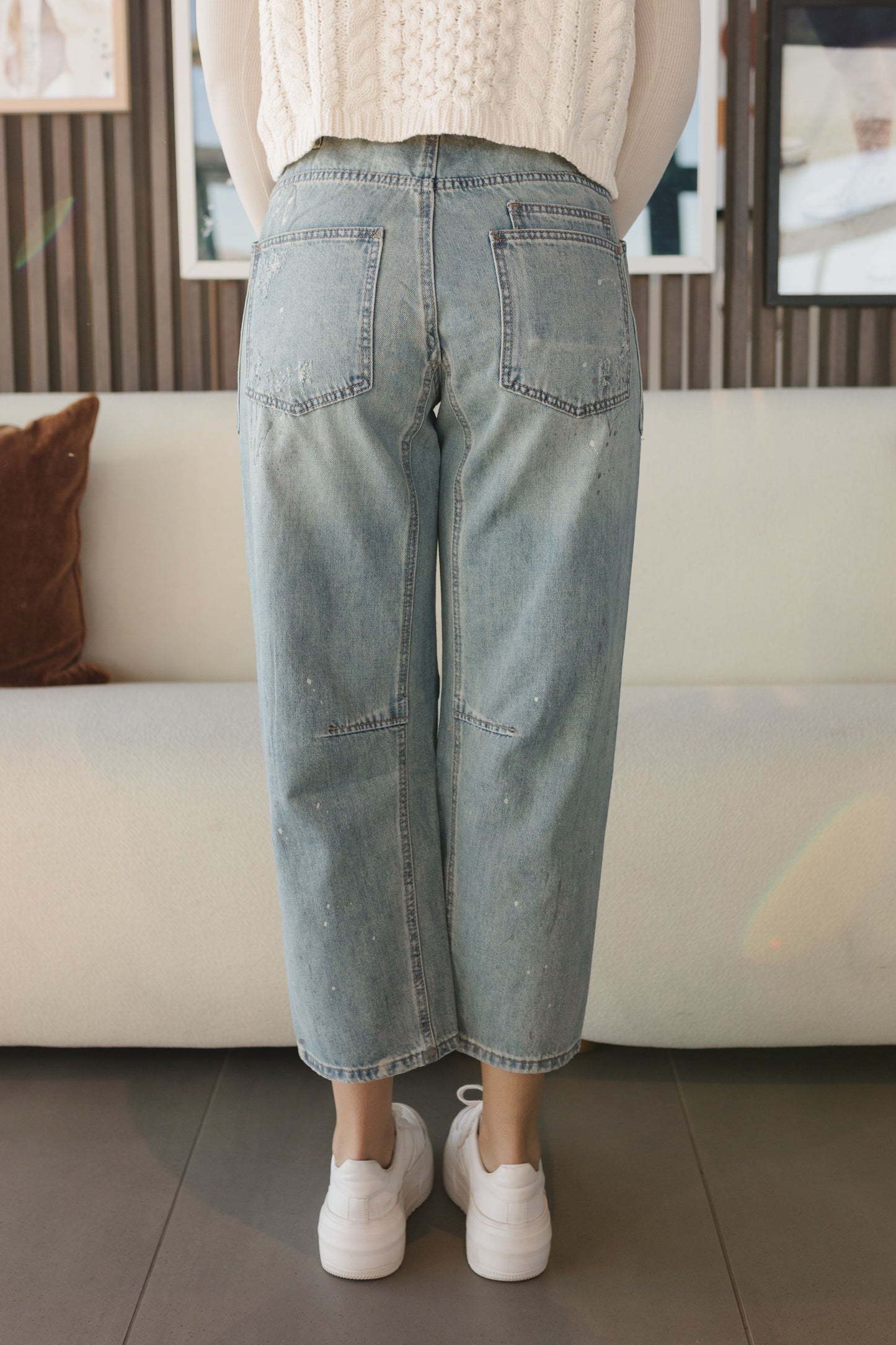 THE WINRY BRAIDED WAIST PANTS IN LIGHT WASH