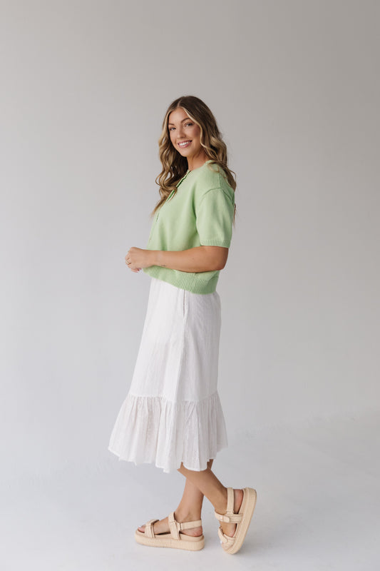 THE EVERLEIGH EYELET RUFFLE SKIRT IN WHITE