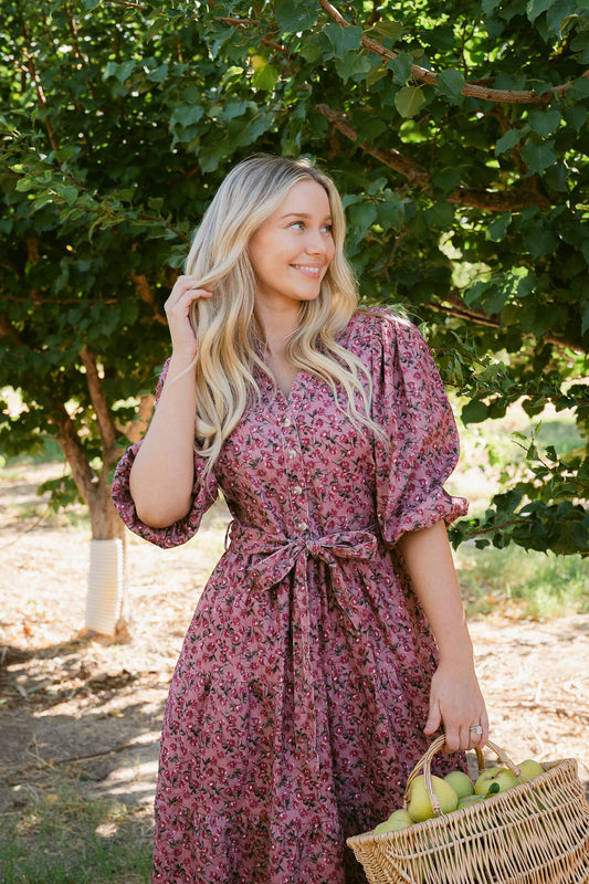 THE SUSIE FLORAL MIDI DRESS IN PINK