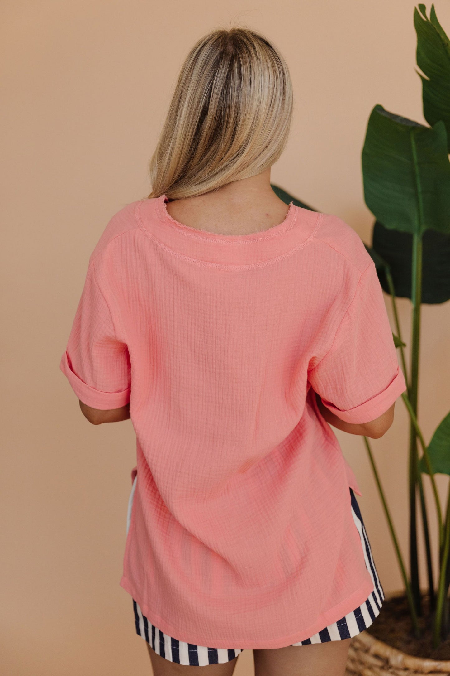 THE TRUDIE TOP IN CORAL