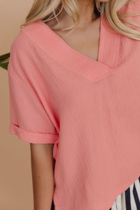 THE TRUDIE TOP IN CORAL