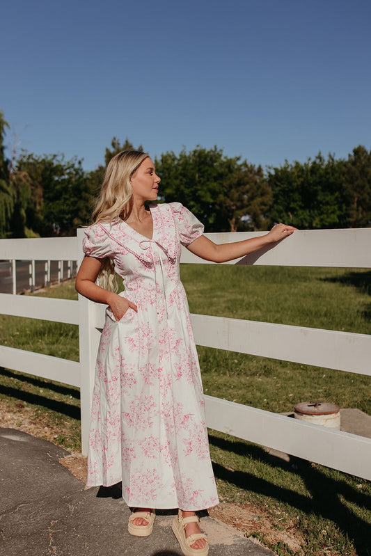 THE SAILOR MIDI DRESS IN PINK FLORAL