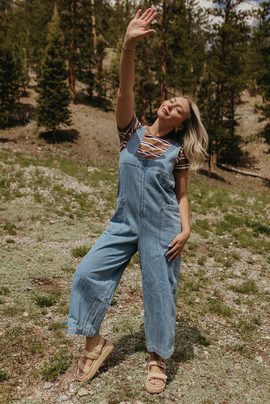 THE DAWN WIDE LEG JUMPSUIT IN DENIM