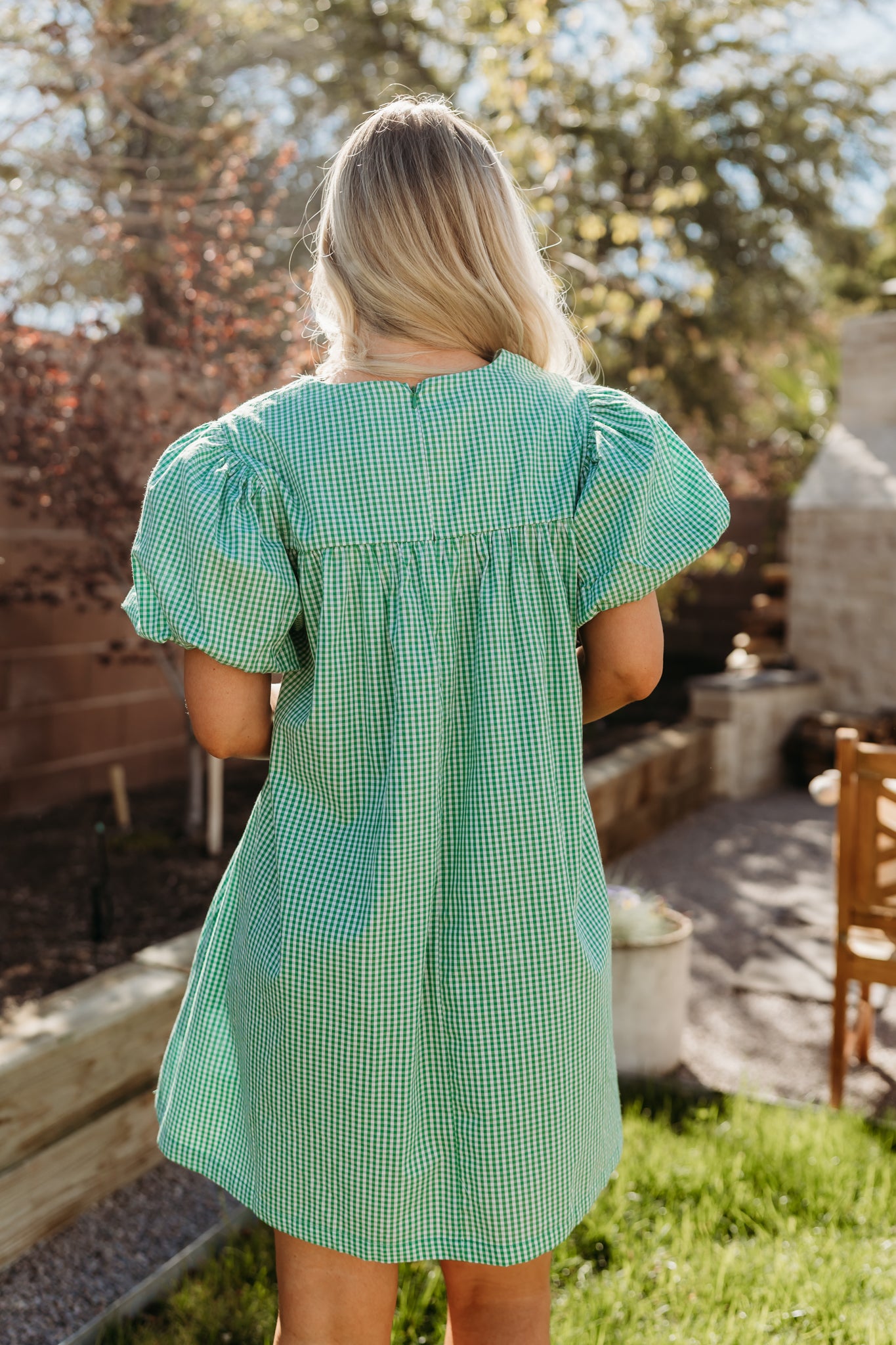 THE DAISY BABYDOLL GINGHAM DRESS IN GREEN