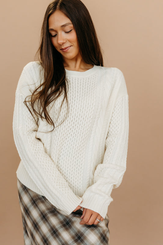 THE LYSANDRA KNIT SWEATER IN CREAM