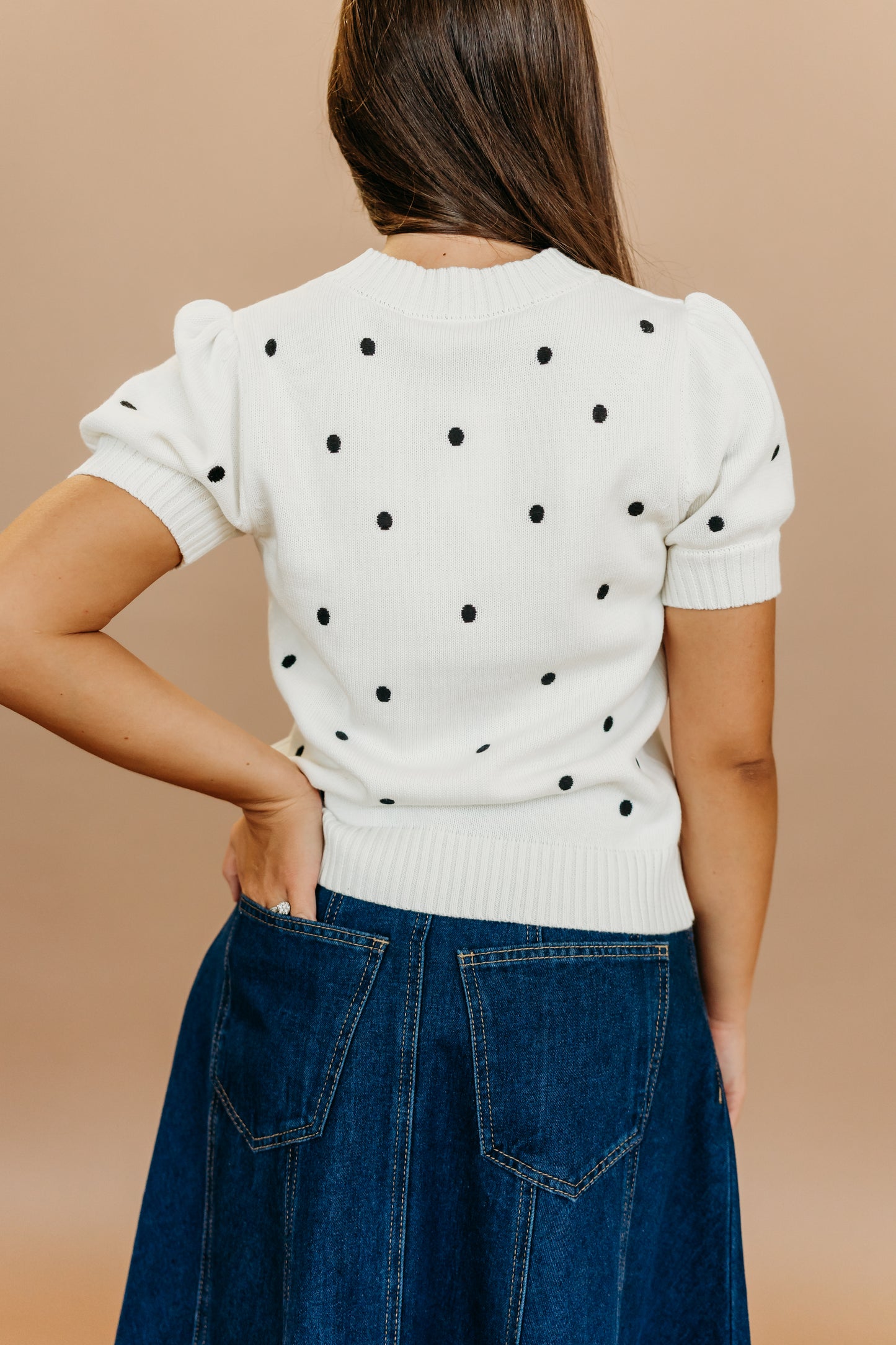 THE PEYTON POLKA DOT SWEATER IN IVORY