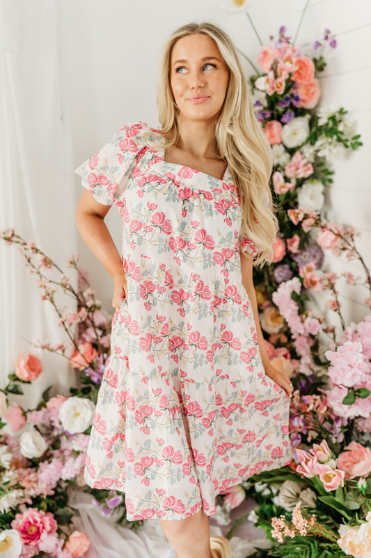 THE BRAELYNN FLORAL MIDI DRESS IN PINK