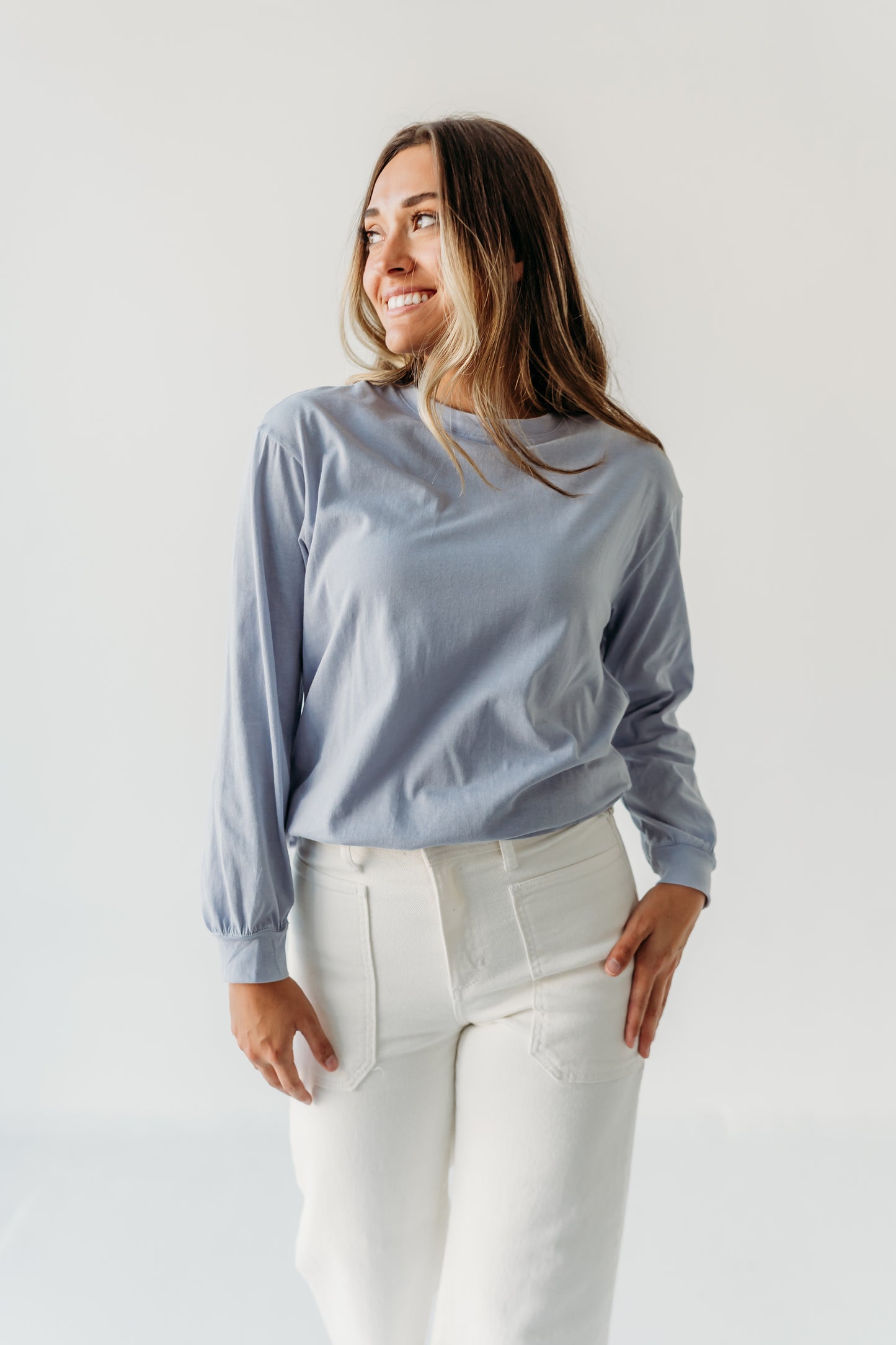THE KAMRI COTTON LONG SLEEVE IN BLUE